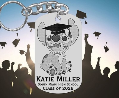 Lelo and STITCH GRADUATION Keychain Gift, Personalized FREE with NAME & School! 