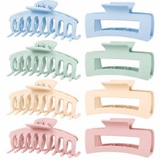 4.3 In Pastel Hair Clips 8 Pack Large Claw for Thick