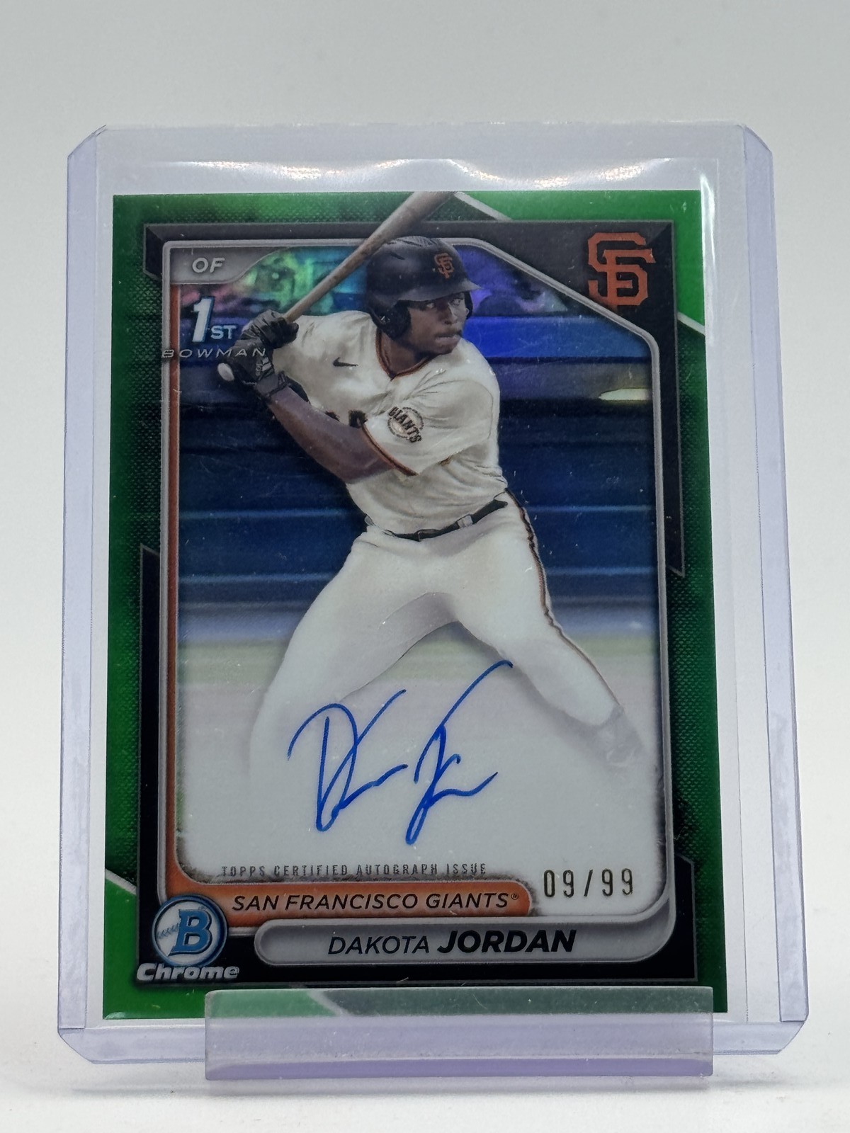 DAKOTA JORDAN 2024 BOWMAN CHROME 1ST AUTO GREEN REFRACTOR GIANTS /99 Q0282