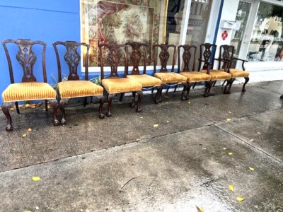 Set of 8 Antique English mahogany Chippendale Dining Chairs | eBay