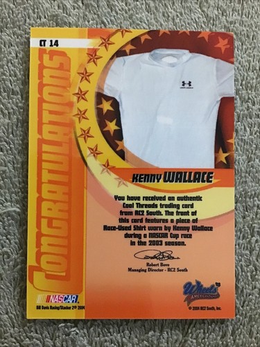 2004 Wheels KENNY WALLACE #23 Stacker 2 Cool Threads Race Used Shirt #/525 - Picture 3 of 3