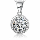 Sterling 925 Silver Necklace Round-Cut 17.72i Pendant Necklace Womens Jewellery