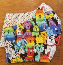 Reversible Adult colorful dogs mask w/ nose wire,elastic,  filter pocket...