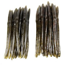 30 Hand Poured 5.75 Finesse Plastic Worms. “Green Pumpkin” & “Green Pumpkin Red”