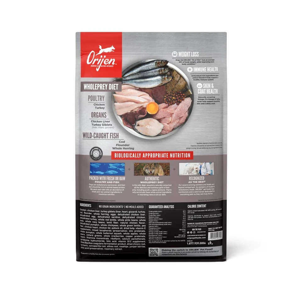 ORIJEN Fit Trim Grain Free Dry Dog Food 13 lb High Protein Natural Nutrition - Image 2 of 4