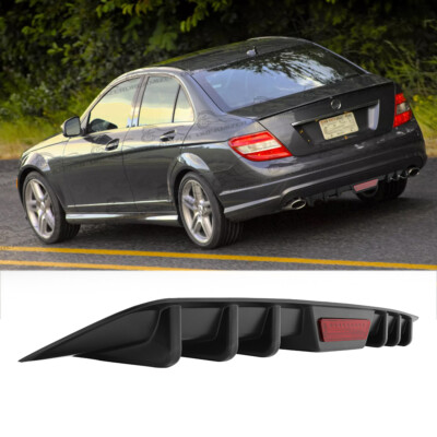 Rear Diffuser 6-Fins Bumper Lip For Mercedes Benz W204 C200 C250 C300 C350 C63