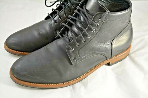 GRAND Black Leather Ankle Boots Size 