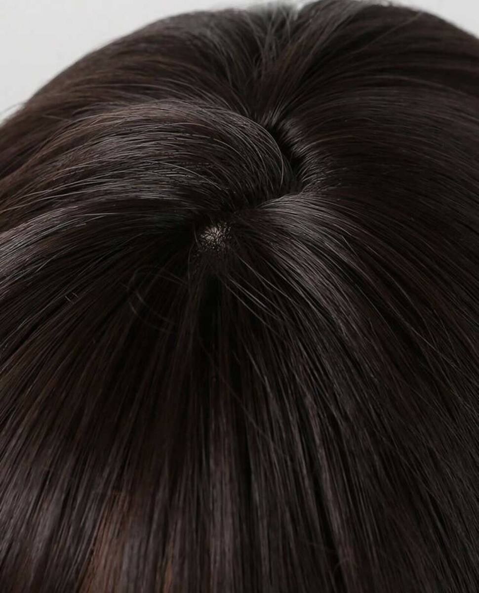 Perruque Courte Pixie Brune Synthétique – Bonnet Taille M+4, Raie Libre, Lisse, Neuve Sans étiquette