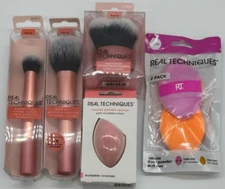 5PC Real Techniques Makeup Brushes Sponge & Powder Puff SET ~ FAST SHIP ~ NEW
