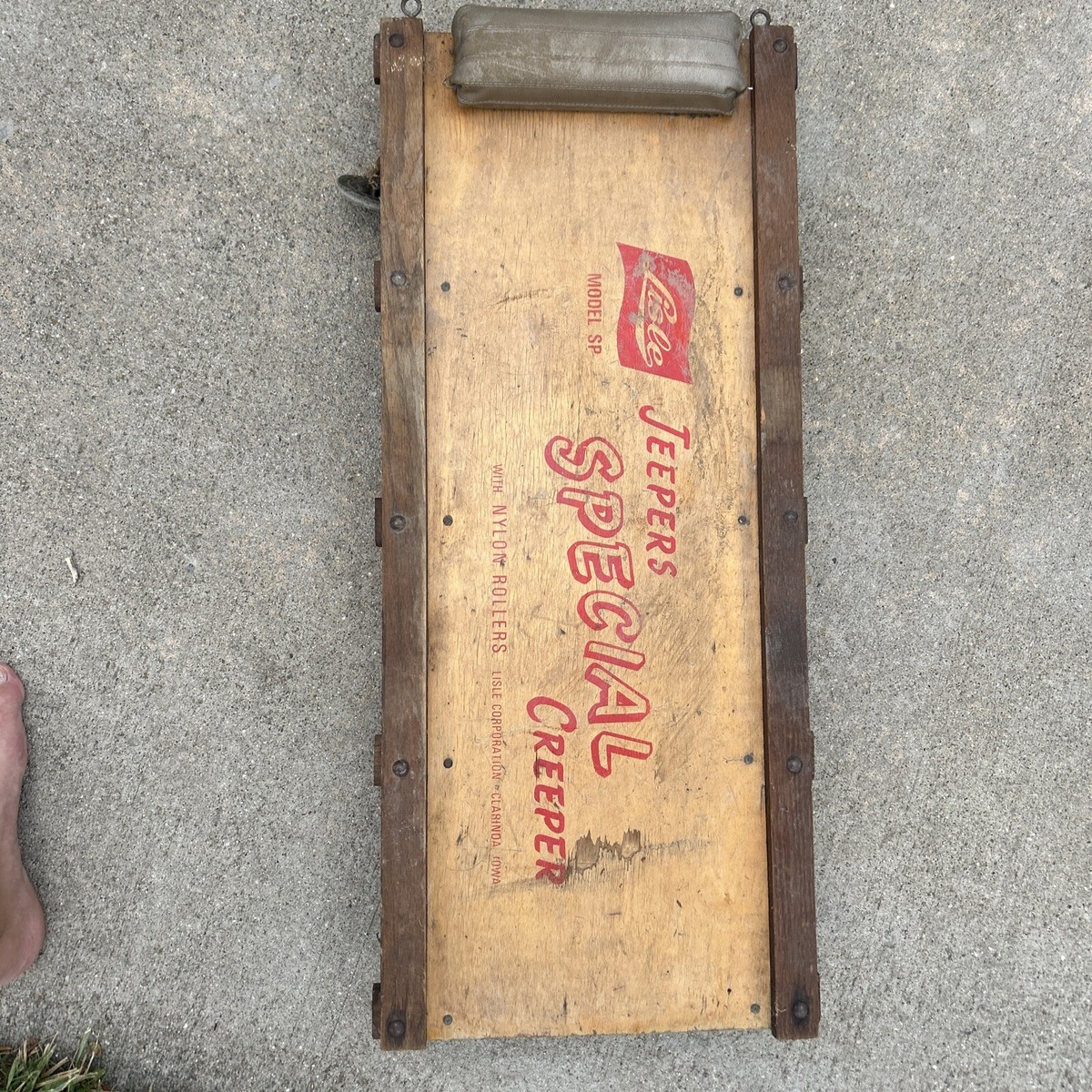 Vintage Lisle Jeepers Creeper Wooden Auto Mechanic Creeper Model