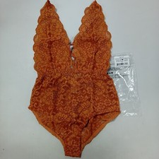 Free People HAH Comin in Haht Lace Bodysuit Size Small Brown Lingerie Top 78