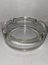 VINTAGE ROUND SHAPE 4" GLASS ASHTRAY 4 SLOT HOLDER MADE IN FRANCE