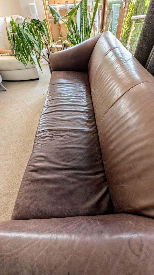 Heals brown leather sofa eBay