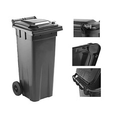 140L Compact Coloured Waste/Recycling Wheelie Bins With Lids, Handles & Wheels