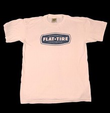 Vintage Flat Tire Footwear Brand Funny Ivory T-Shirt Size Large Made in USA