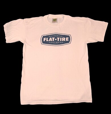 Vintage Flat Tire Footwear Brand Funny Ivory T-Shirt Size Large Made in USA