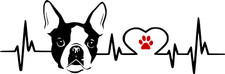 Boston Terrier Dog Heartbeat Vinyl Decal Car Auto Truck Window Bumper Laptop