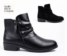 Ladies Ruched Ankle Boots Zip Memory Foam Casual Smart  Comfort Chix Size 3-8