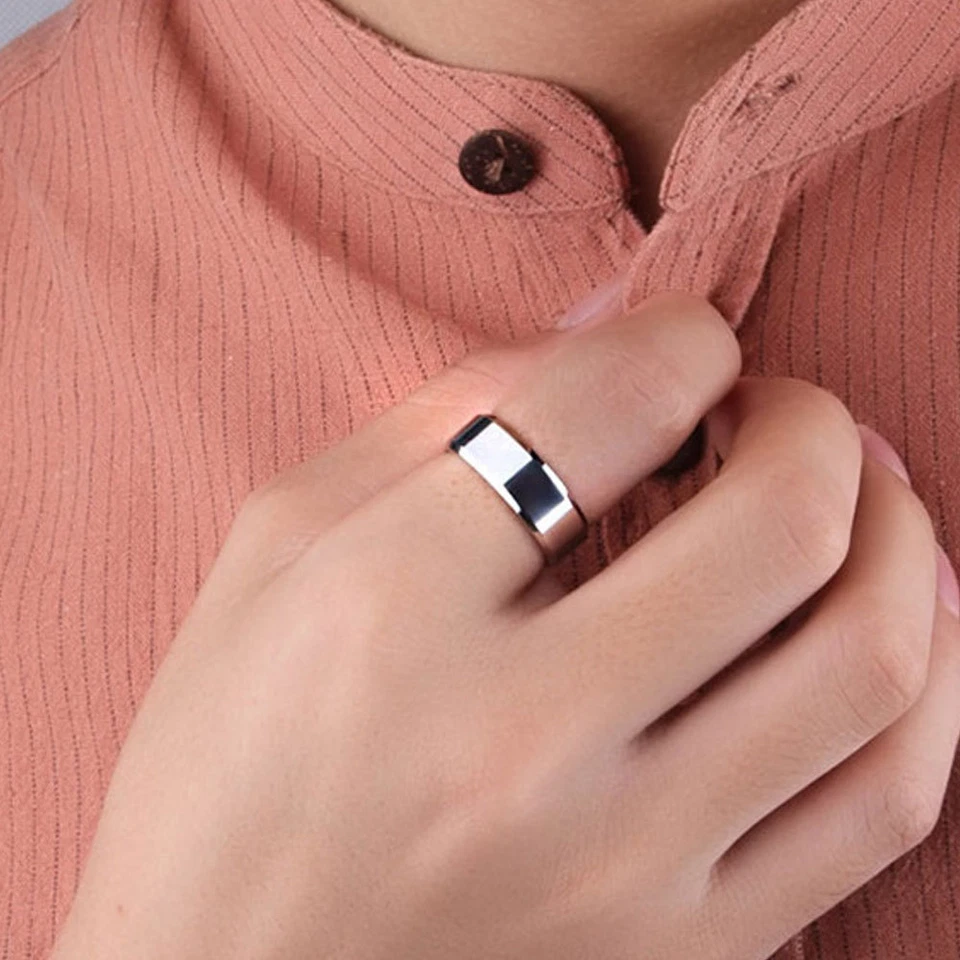 Anello fascia ARGENTO uomo metallo accessorio uomini gioiello bigiotteria regalo - Immagine 3 di 3