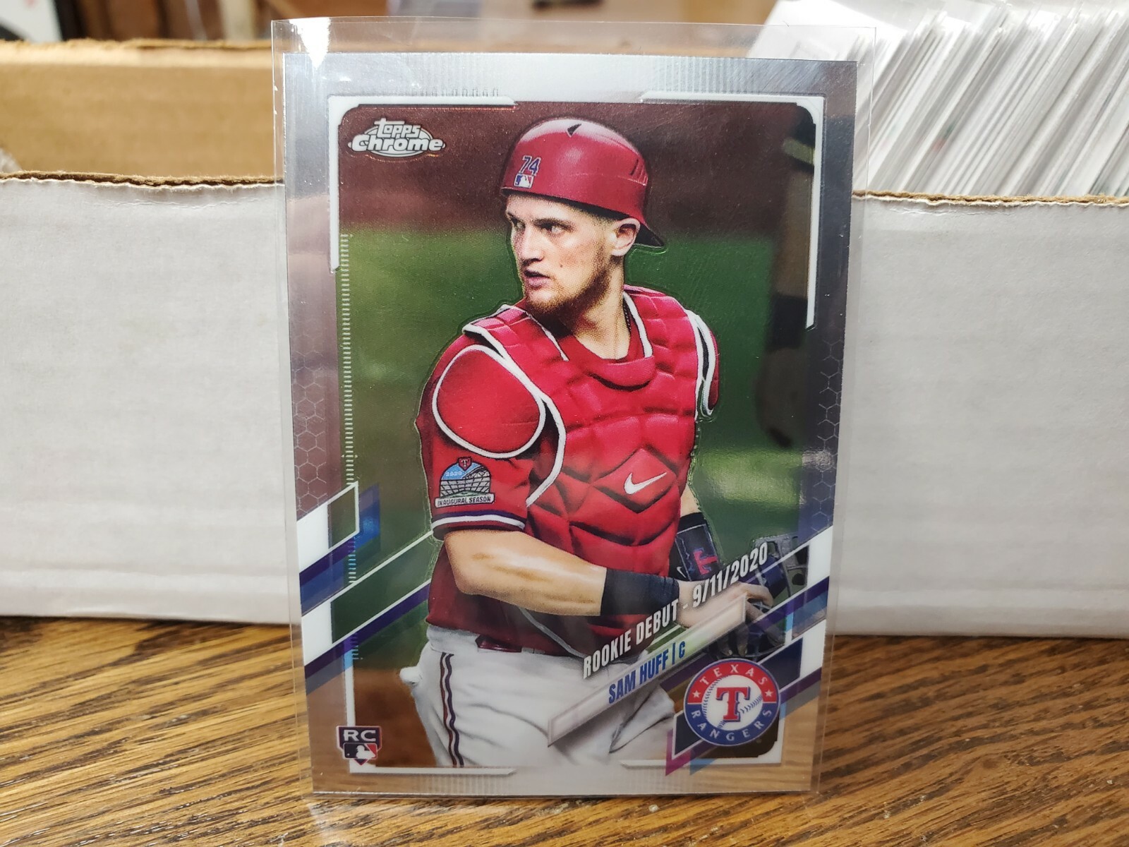 2021 Topps Chrome Update Sam Huff Rookie Debut RC Texas Rangers #USC60