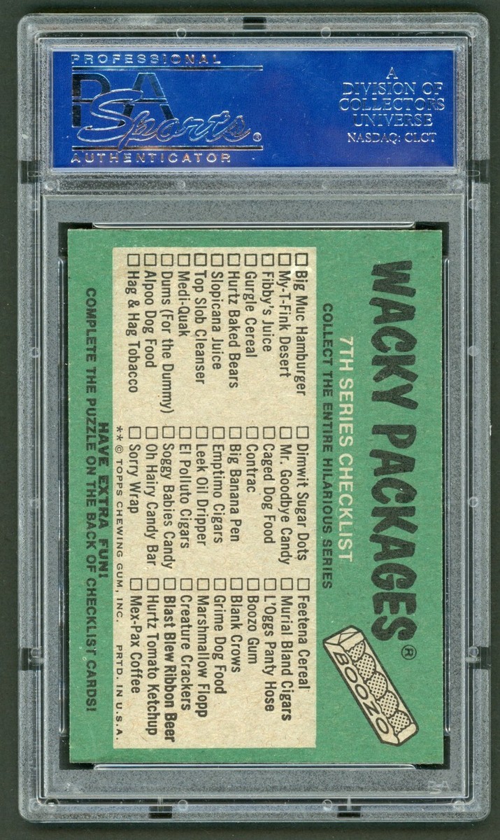 1974 Topps Wacky Packages Boozo Gum Puzzle / Checklist BM 7th