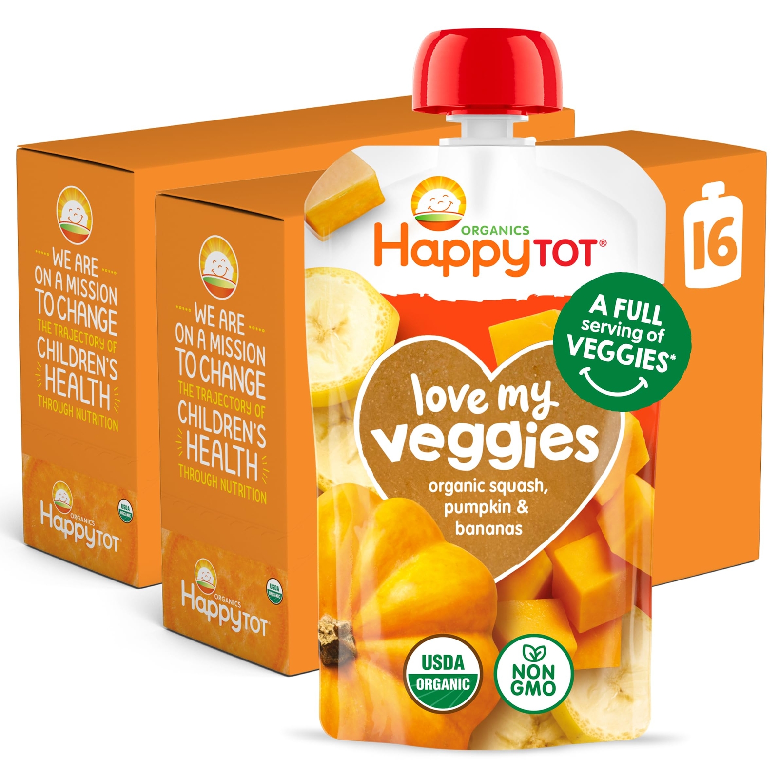 Happy Tot Organics Stage 4 Baby Food PouchesGluten Free Vegan Snack Love My V...