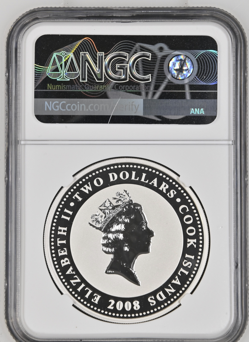 2 DOLLARS 2008 COOK ISLANDS LEOPOLD THE CAT KIDS SILVER PROOF NGC
