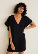 MANGO (ZARA Group) Black short SLEEVED OVERSIZED DRESS Size EUR S USA 4