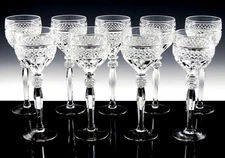 Williamsburg Crystal 7" RIEKES CRISA WINE HOCK GOBLETS GLASSES Set of 9