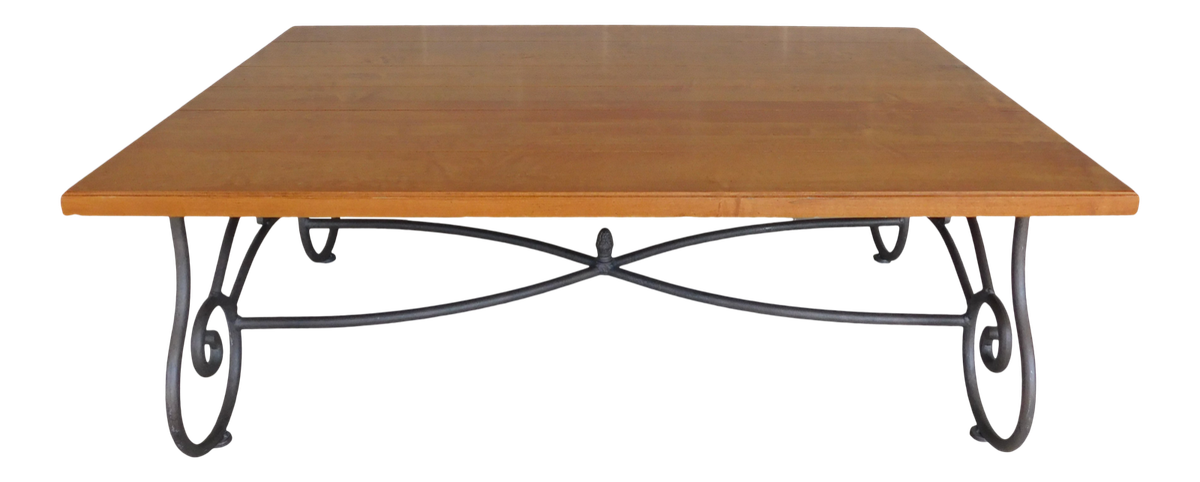 ETHAN ALLEN LEGACY COLLECTION WROUGHT IRON BASE COFFEE COCKTAIL