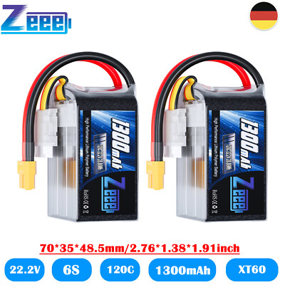 2x Zeee 1300mAh 6S LiPo Akku 22.2V XT60 120C für RC Auto Heli Flugzeuge Airplane