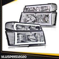 Fit For 2004-12 Chevy Colorado GMC Canyon  4X Chrome LED Tube Headlights Lamps