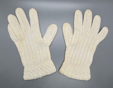 Hand Crocheted Cotton Gloves Vintage Off White