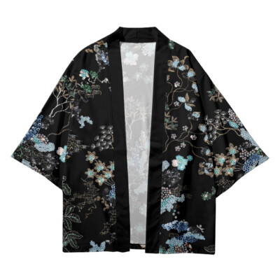Womens Japanese Kimono Cardigan Floral Yukata Open Front Jacket Summer  M-4XL