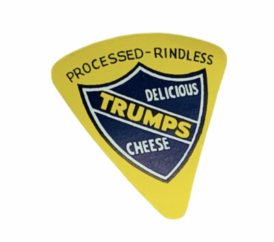 Cheese label vtg advertising ephemera paper England UK Trumps delicious rindless