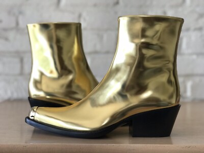 Calvin Klein 205W39NYC RAF Simons Western Cowboy Ankle Boots Gold