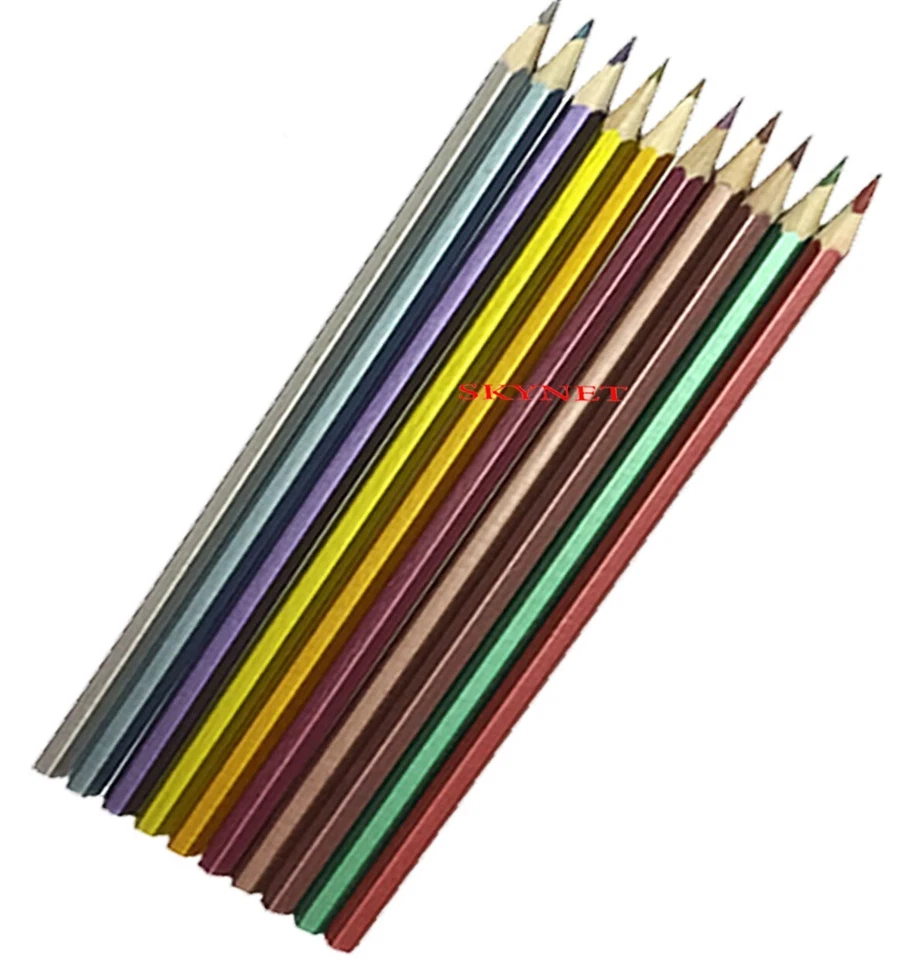 10 METALLIC COLOURED PENCILS COLOUR THERAPY QUALITY DRAWING SKETCHING TONES - Image 2 of 3