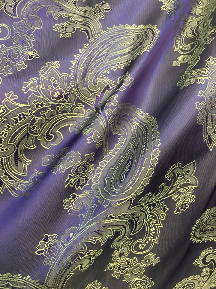 Tela tejida de cachemira brocado NO ESTÁTICA viscosa satinada por comprar - oro púrpura Foto 2 de 4