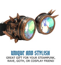Kaleidoscope Rave Steampunk costume goggles cyber goth punk Rainbow Glasses
