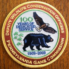 4" 1903-2003 100 YRS DEDICATED SEVICE WILDLIFE CONSERVATION OFFICERS PATCH