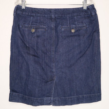 Eddie Bauer Denim Mini Jean Skirt Size 10 Dark Blue Wash Button Pockets