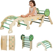 7-in-1 Foldable Climbing Toy Indoor Wood Playground Jungle Gym Kids Activity