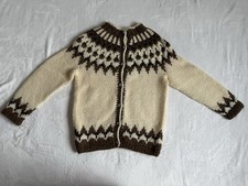 Hilda Ltd Vintage Early Hand Knit Icelandic Wool Cardigan Nordic Sweater Size M