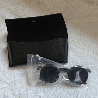 Wizy adjustable 49MM ND2-ND400 Mens Round Sunglasses Black Metal Frame Steampunk