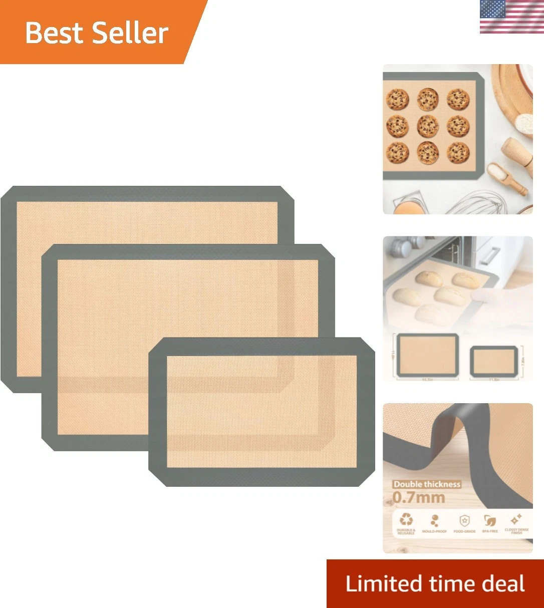 Silicone Baking Mat, Baking Sheets Non Stick, Silicone Mats for Baking, 3 Pcs...
Opens in a new wind
