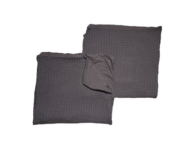 Pair of King Waffle Weave Pillowcases O&o by Olivia & Oliver Gray 100% Cotton 2