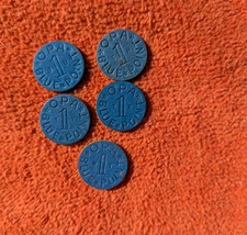 Lot of 5 Vintage WWII OPA BLUE 1 Point Ration Token