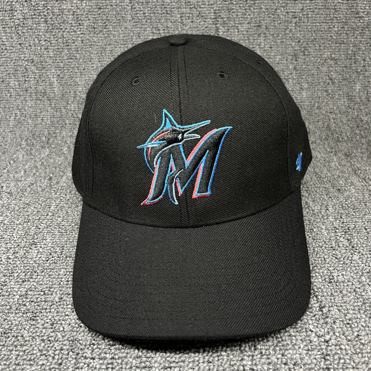 Miami Marlins '47 Brand MVP Hat Black MLB Adjustable Hook & Loop Strapback Cap