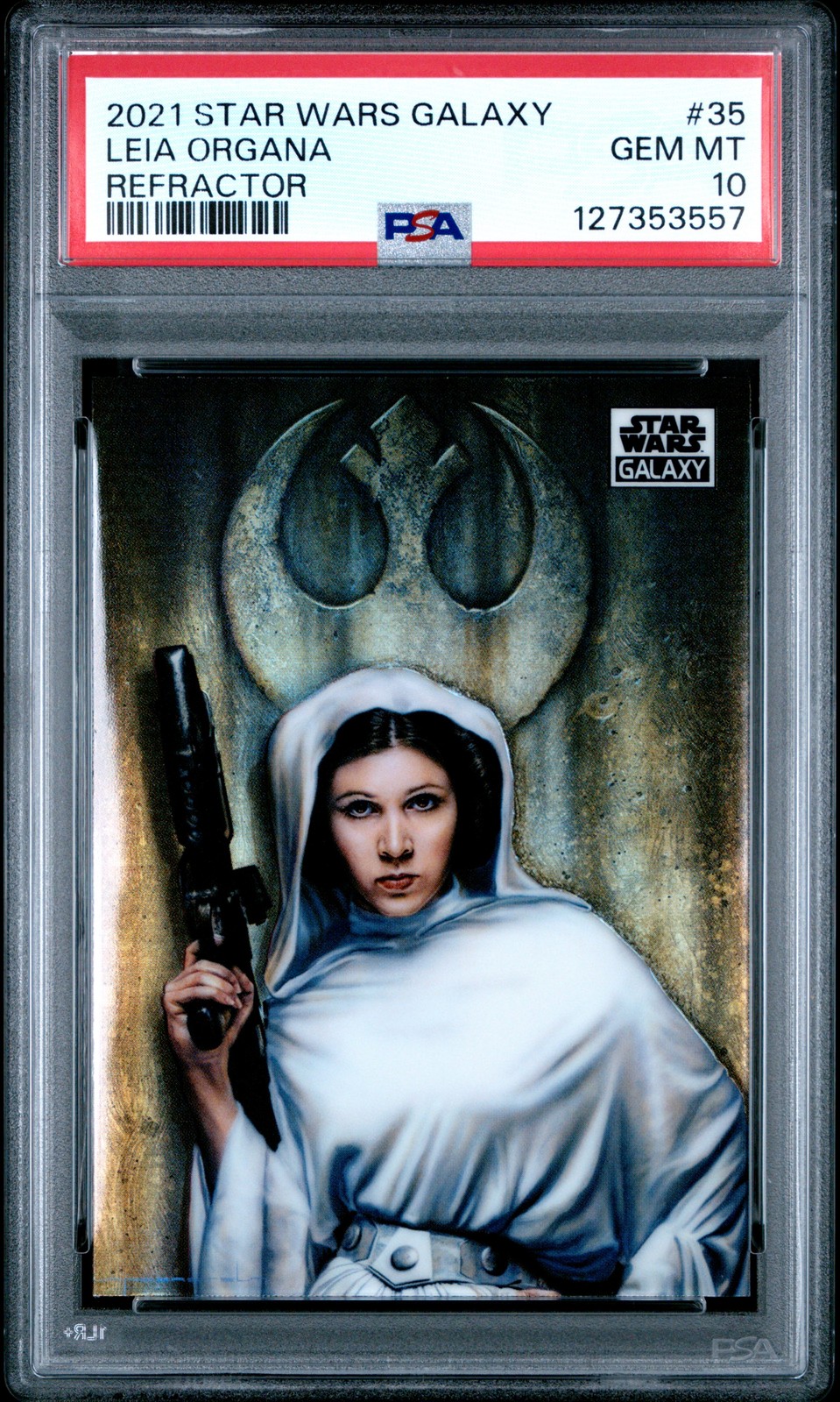 2021 TOPPS CHROME STAR WARS GALAXY REFRACTOR #35 LEIA ORGANA PSA 10