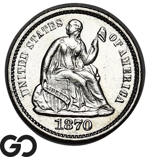 1870 Seated Liberty Half Dime, PROOF, Only 1000 Struck, Choice Gem PR++